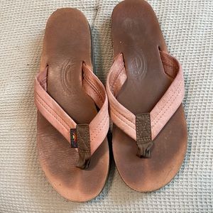 Women Rainbow Leather Sandals (1” Strap Double Layer)